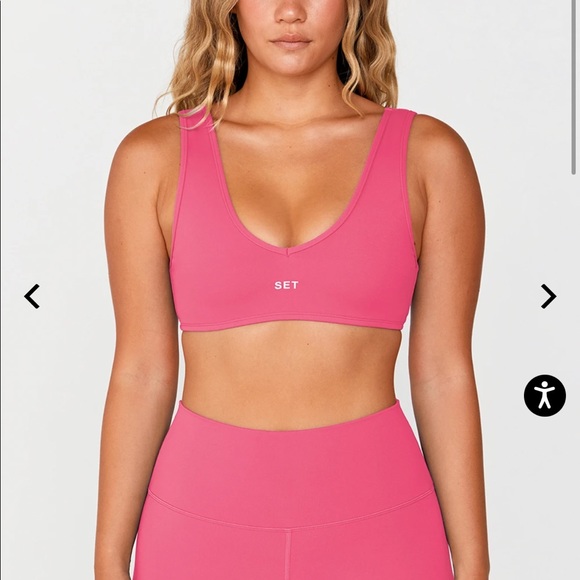 SET Active Pants - NWT SET ACTIVE LOLLIPOP DIP BRA AND BIKER SHORTS